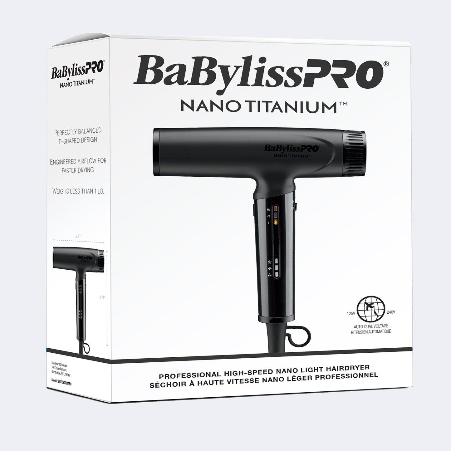 BaBylissPRO Nano Titanium High-Speed Nano Light Hairdryer (Matte black)(BNTC9200MBC)