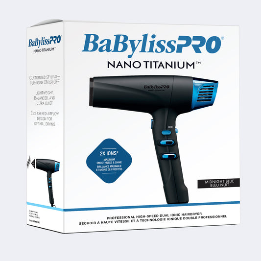 BaBylissPRO Nano Titanium Dual Ionic High-Speed Hairdryer (Midnight Blue)(BNTMB9100C)