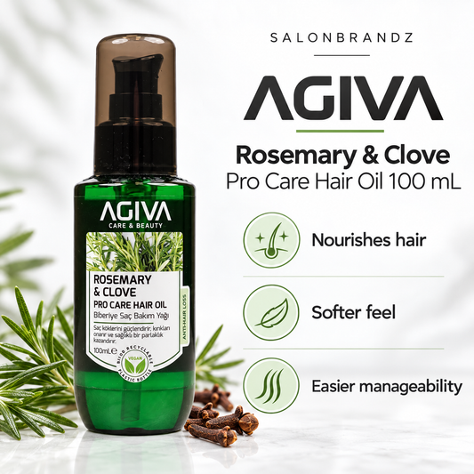 Agiva Rosemary & Clove Pro Care Hair Oil 100 mL benefits: Nourishes hair, Softer feel, Easier manageability