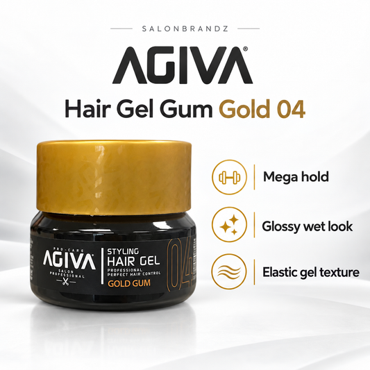 Agiva Hair Gel Gum Gold 04 benefits: Mega hold, Glossy wet look, Elastic gel texture