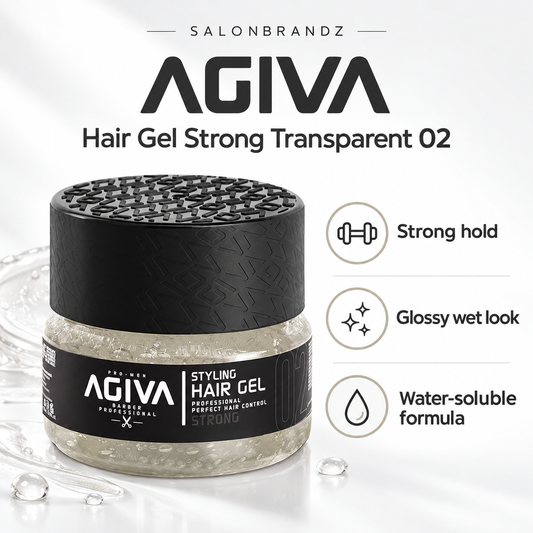 Agiva Hair Gel Strong Transparent 02 benefits: Strong hold, Glossy wet look, Water-soluble formula