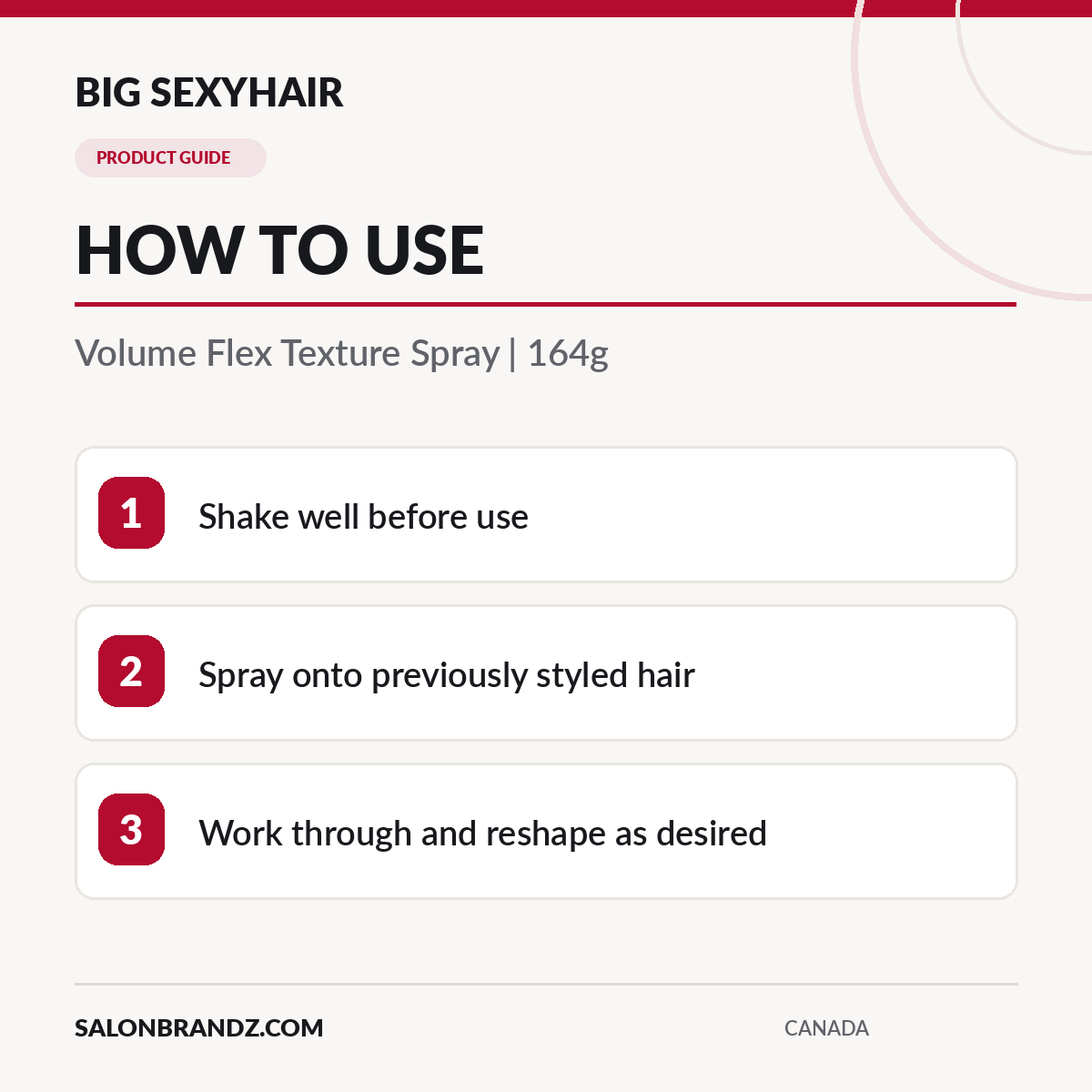 Big SexyHair Volume Flex Texture Spray 164g - How to use | Salonbrandz