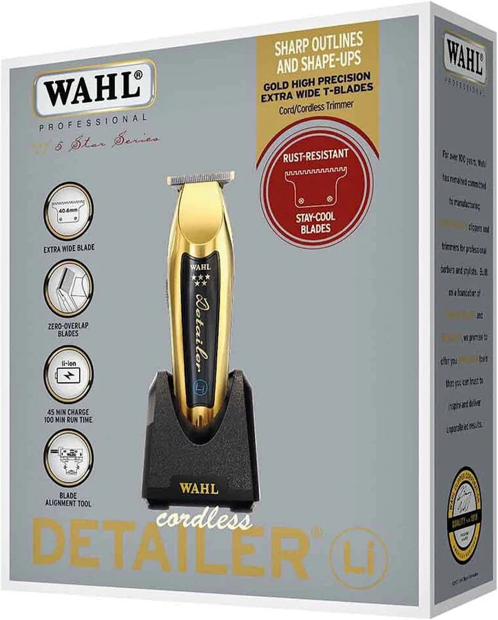 Wahl 5 STAR Cordless Detailer Li T-Blade Trimmer – Gold Edition