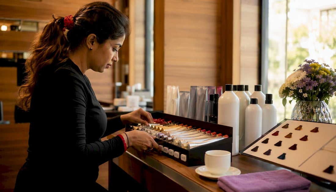 Salon professional organizing hair color products