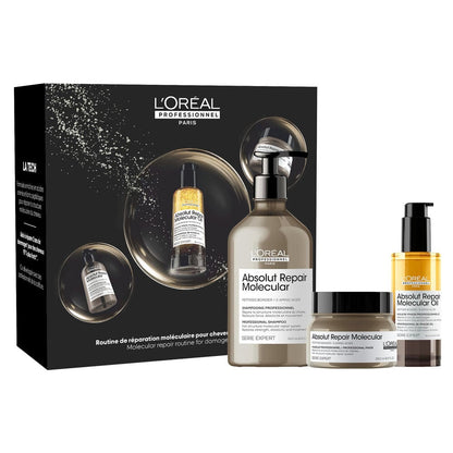 L'Oréal Professionnel Absolut Repair Molecular Holiday Set | Shampoo, Mask & Hair Oil Set