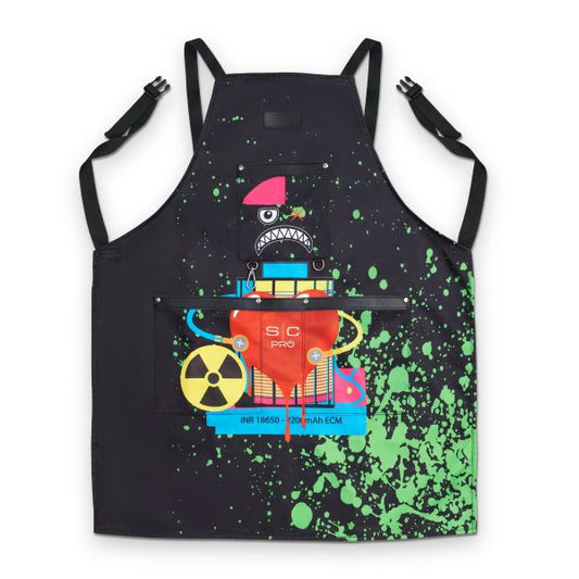 Style craft Water-Repellent Barber/Salon Apron with Adjustable Straps in Radioactive Black