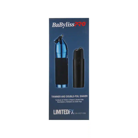 BabylissPro BlueFX+ Skeleton Metal Trimmer + Double Foil Shaver Black and Blue Limited Edition