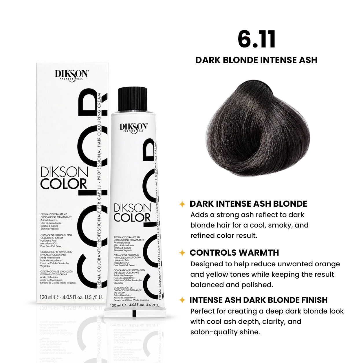 DIKSON COLOR Ash 6.11 Dark Blonde Intense Ash