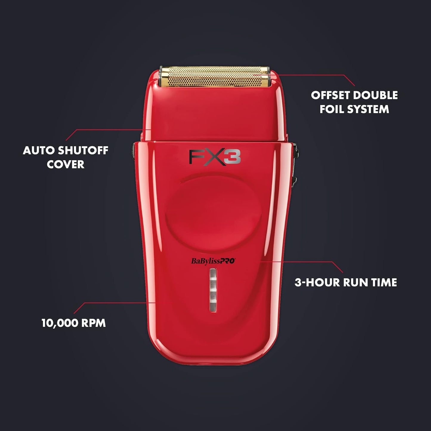 BaBylissPRO FX3 Cord/cordless High Speed Double Foil Shaver (Red)(FXX3S)