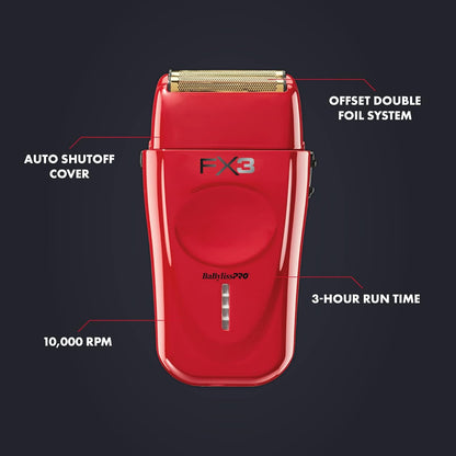 BaBylissPRO FX3 Cord/cordless High Speed Double Foil Shaver (Red)(FXX3S)