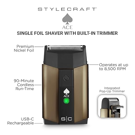 Style craft Ace Single Foil Shaver with Built-in Trimmer