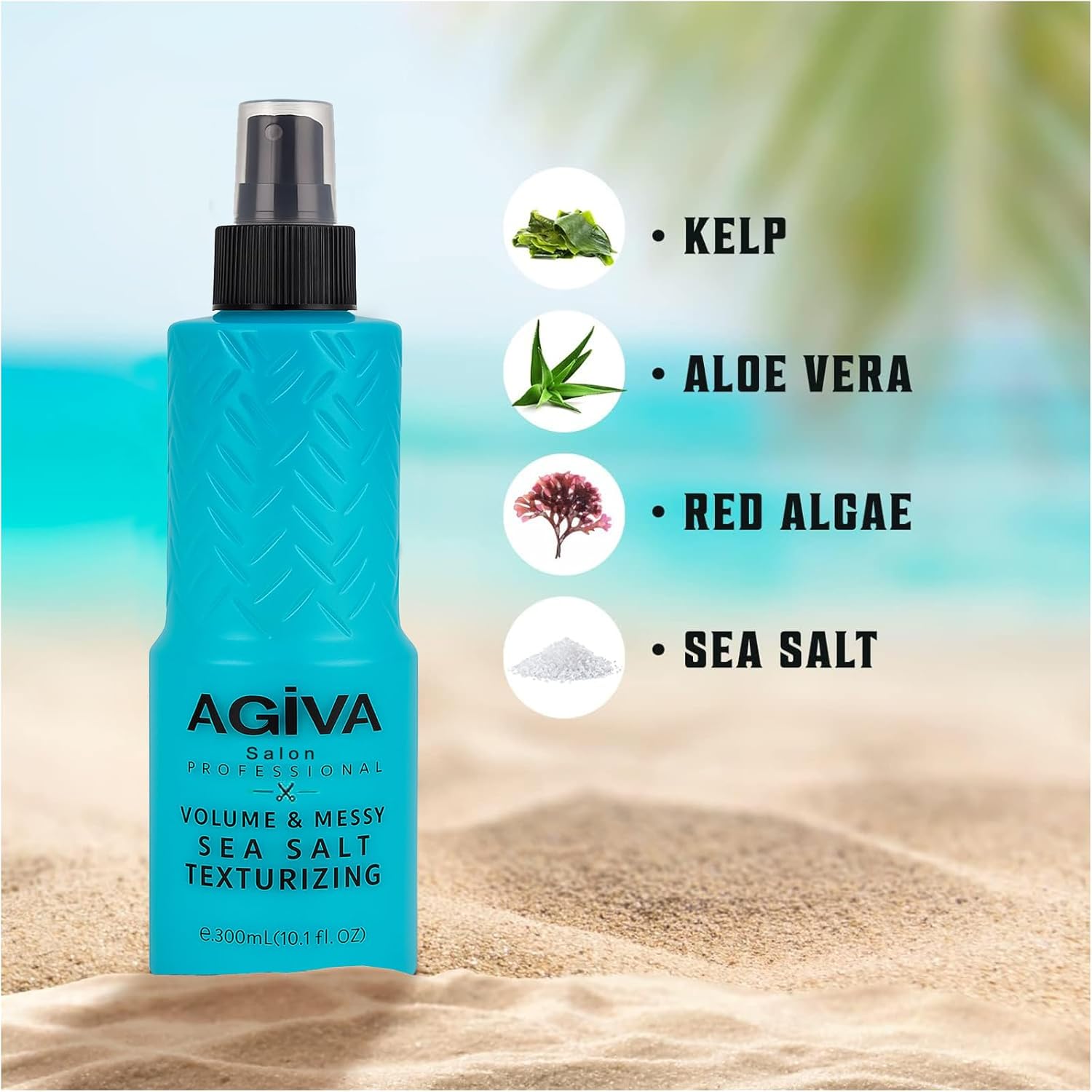 Sea Salt Texturizing Agiva Hair Spay - Volumizing, Beach Waves & Matte Finish, Lightweight Hair Styling Spray for Men & Women, 300 mL