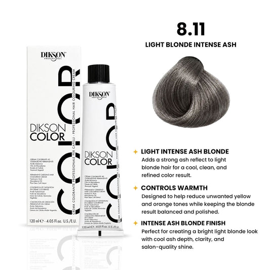 DIKSON COLOR Ash 8.11 Light Blonde Intesne Ash