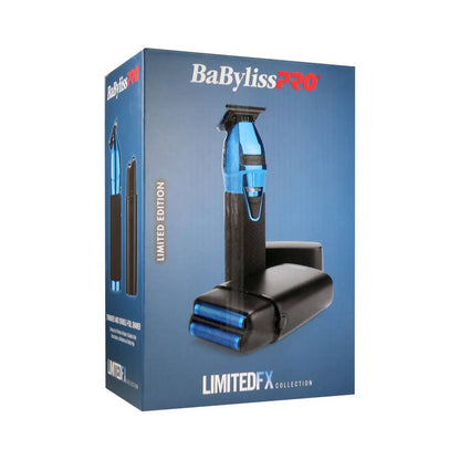 BabylissPro BlueFX+ Skeleton Metal Trimmer + Double Foil Shaver Black and Blue Limited Edition