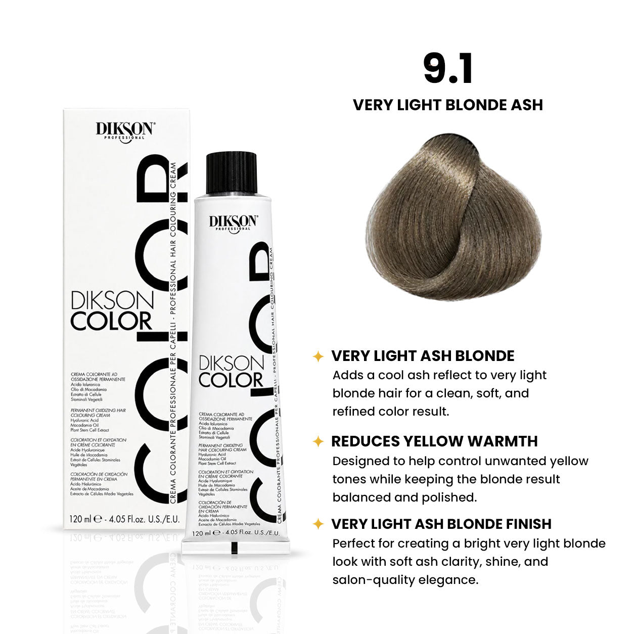 DIKSON COLOR Ash 9.1 Very Light Blonde Ash