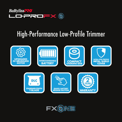 BaBylissPRO FXONE Lo-ProFX High Performance Low-Profile Trimmer (Silver)(FX729)