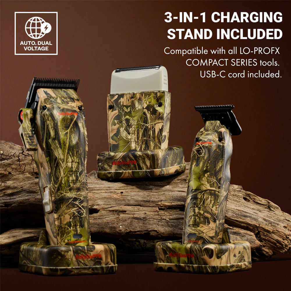 BaBylissPRO Camo Super Trio Clipper, Trimmer & Foil Shaver with Stands - FX82CAM - FX72CAM - FXLPFS1CAM - LO-PROFX Compact Limited Edition Collection
