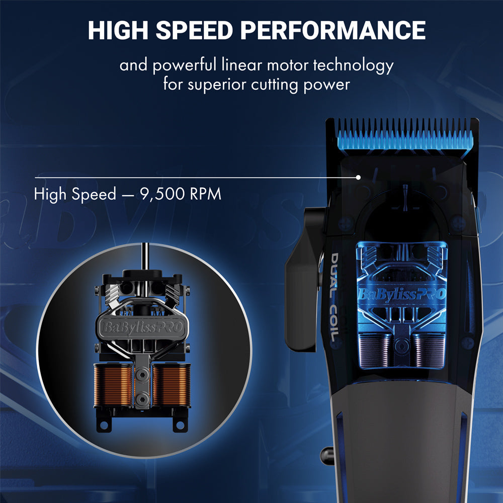 BaBylissPRO Dual-Coil Motor  9,500 RPM Clipper with Charging Base FX95C