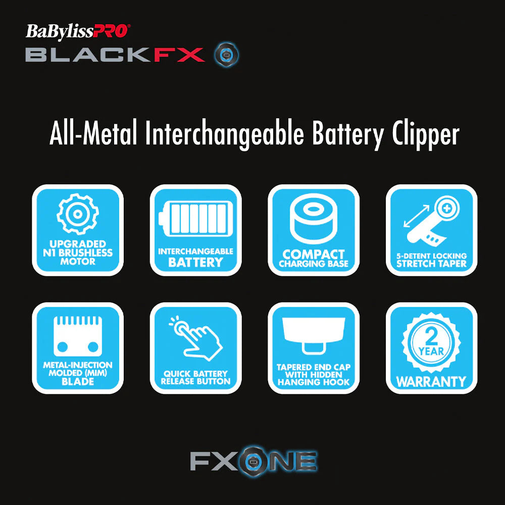 BaBylissPRO FXONE BlackFX Trio Clipper Trimmer & Shaver - FX899MB-FX799MB-FX79FSMB - Includes 3 Chargers + 3 Batteries