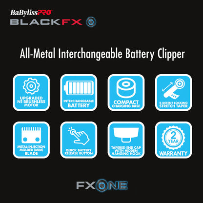BaBylissPRO FXONE BlackFX Trio Clipper Trimmer & Shaver - FX899MB-FX799MB-FX79FSMB - Includes 3 Chargers + 3 Batteries