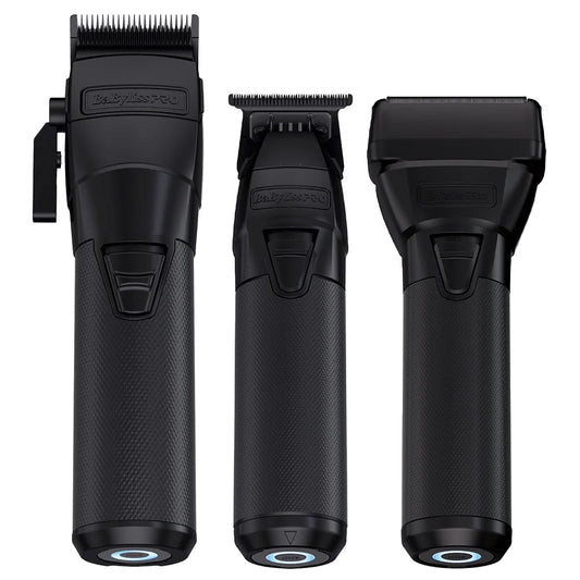 BaBylissPRO FXONE BlackFX Trio Clipper Trimmer & Shaver - FX899MB-FX799MB-FX79FSMB - Includes 3 Chargers + 3 Batteries