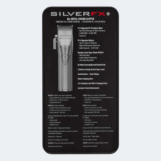 Upgraded BabylissPro SilverFX+ Duo USB-C Clipper & Trimmer - FX870NS - FX787NS
