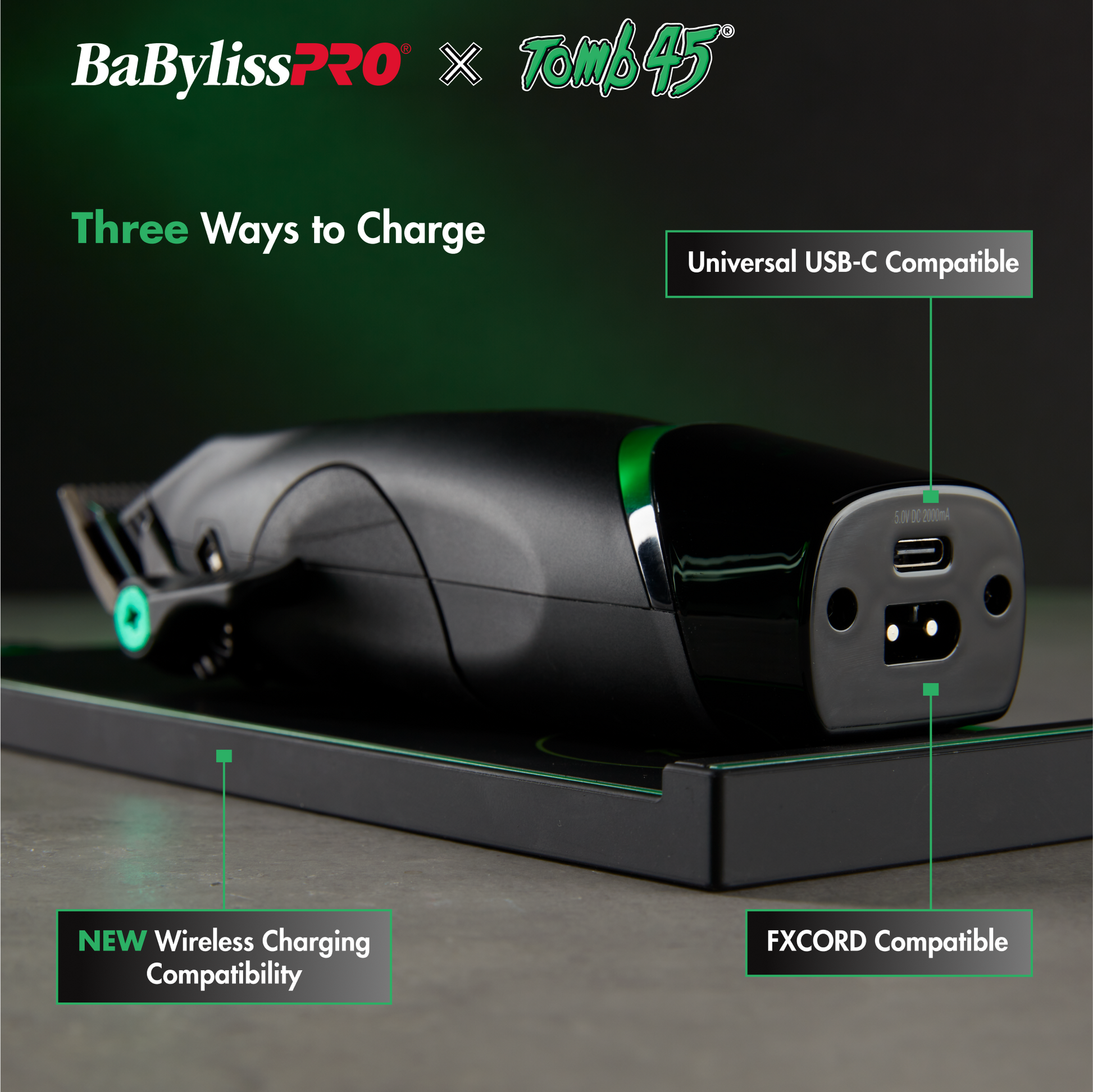 BaBylissPRO x Tomb45 Wireless-Charging Clipper (FXT45C)