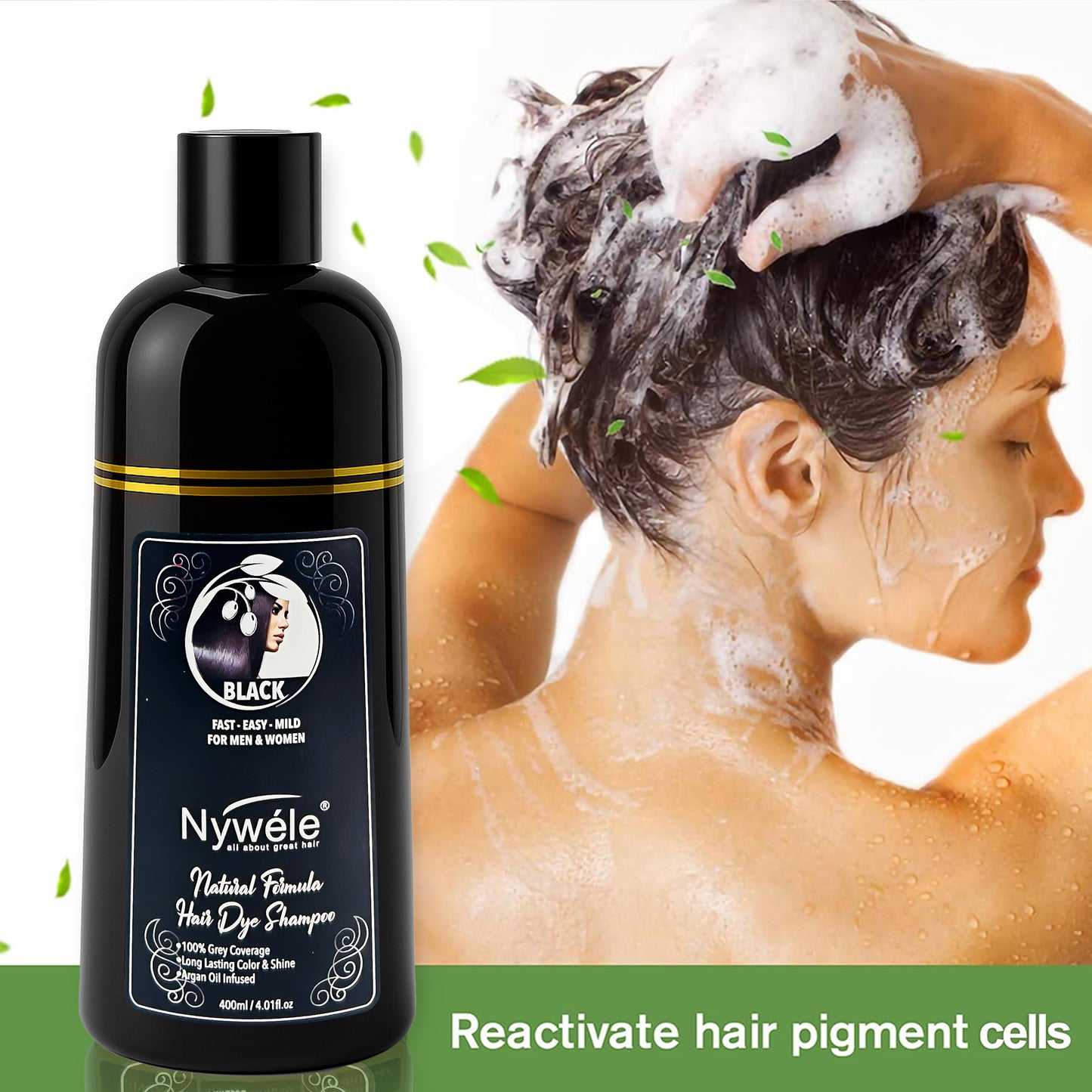 Nywele - Nywele Hair Color Shampoo 3-in-1 | Instant Hair Dye Shampoo for Gray Coverage – For Men & Women