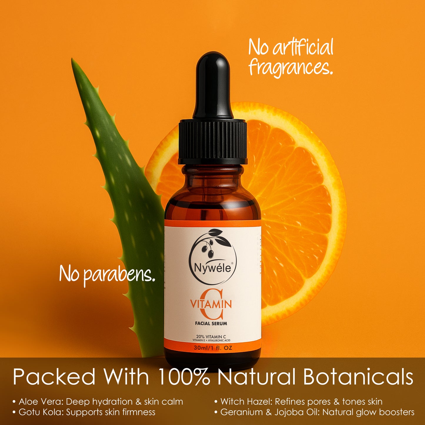 Nywele - Nywele Vitamin C Serum for Face – 20% Vitamin C + Hyaluronic Acid & c– Anti-Aging, Brightening & Hydrating Facial Serum – Dark Spot Remover & Wrinkle Reducer – 30ml