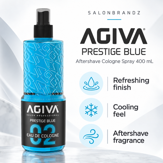 Agiva Aftershave Cologne Spray 400 mL benefits: Refreshing finish, Cooling feel, Aftershave fragrance