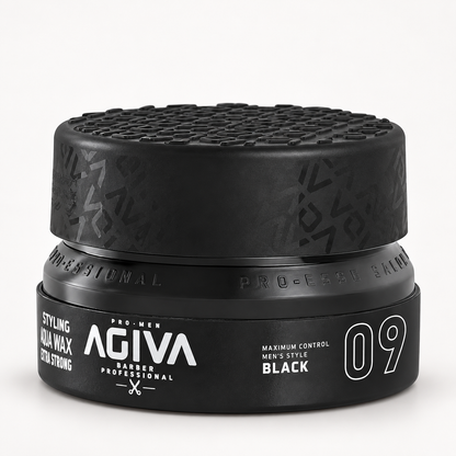 Agiva Aqua Gel Wax Black 09 155 mL on a clean studio background