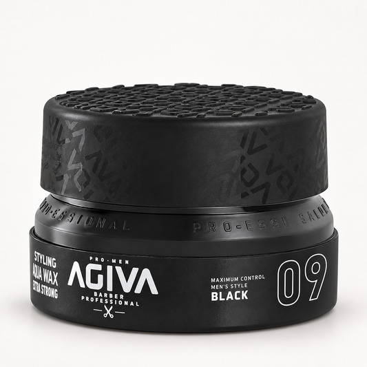 Agiva Aqua Gel Wax Black 09 155 mL on a clean studio background