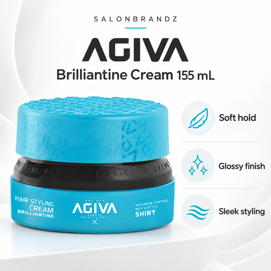 Agiva Brilliantine Cream 155 mL benefits: Soft hold, Glossy finish, Sleek styling
