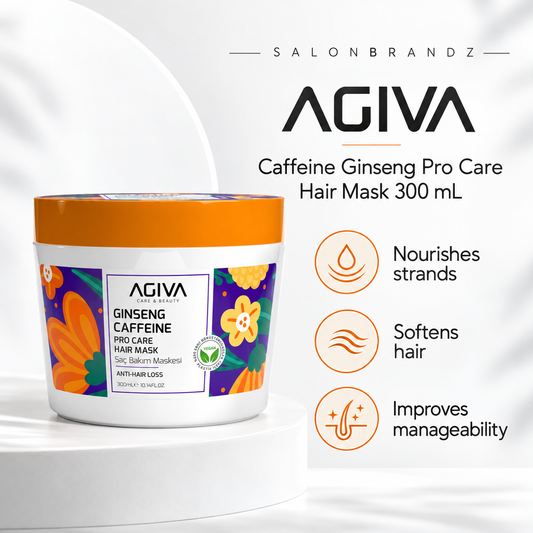 Agiva Caffeine Ginseng Pro Care Hair Mask 300 mL benefits: Nourishes strands, Softens hair, Improves manageability