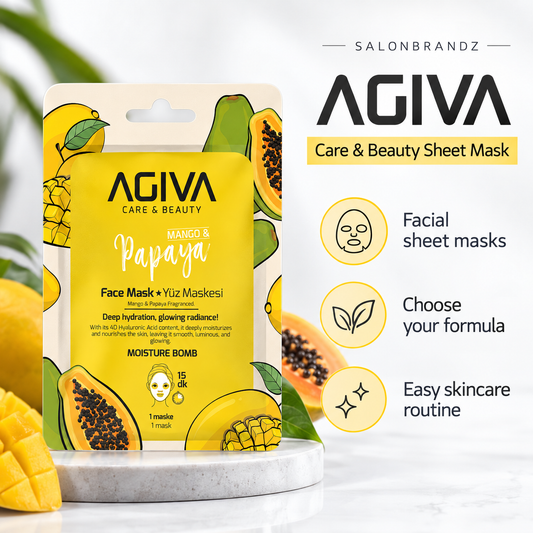 Agiva Care & Beauty Sheet Mask benefits: Facial sheet masks, Choose your formula, Easy skincare routine