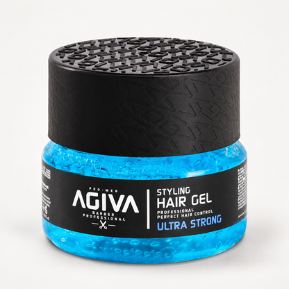 Agiva Hair Gel Ultra Strong Blue 03 on a clean studio background