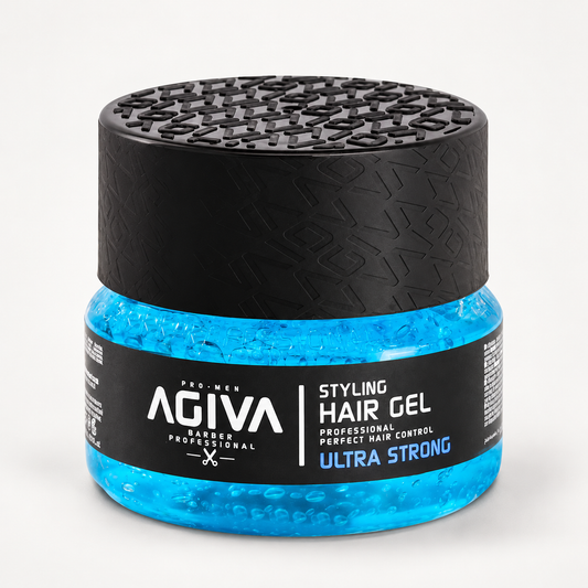 Agiva Hair Gel Ultra Strong Blue 03 on a clean studio background