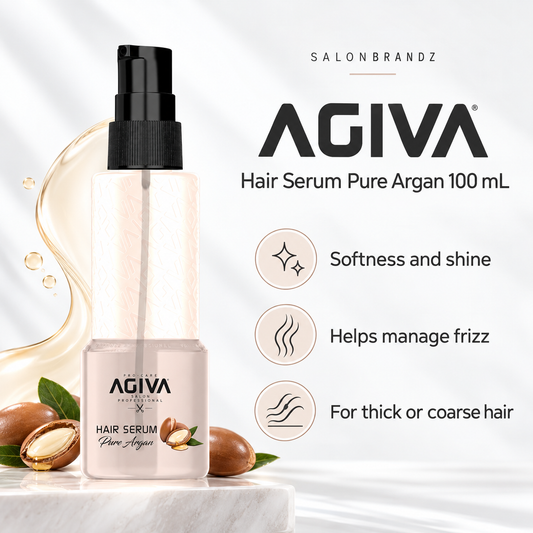 Agiva Hair Serum Pure Argan 100 mL benefits: Softness and shine, Helps manage frizz, For thick or coarse hair