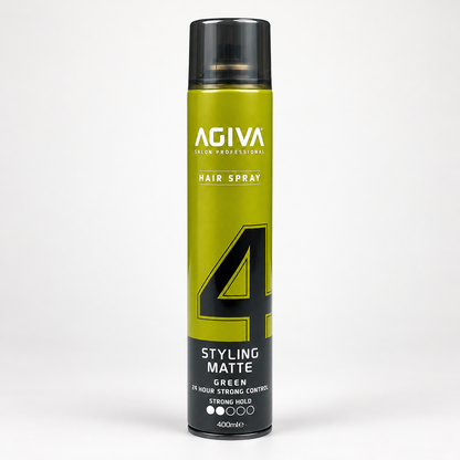 Agiva Hair Styling Spray Matte Green 04 400 mL on a clean studio background