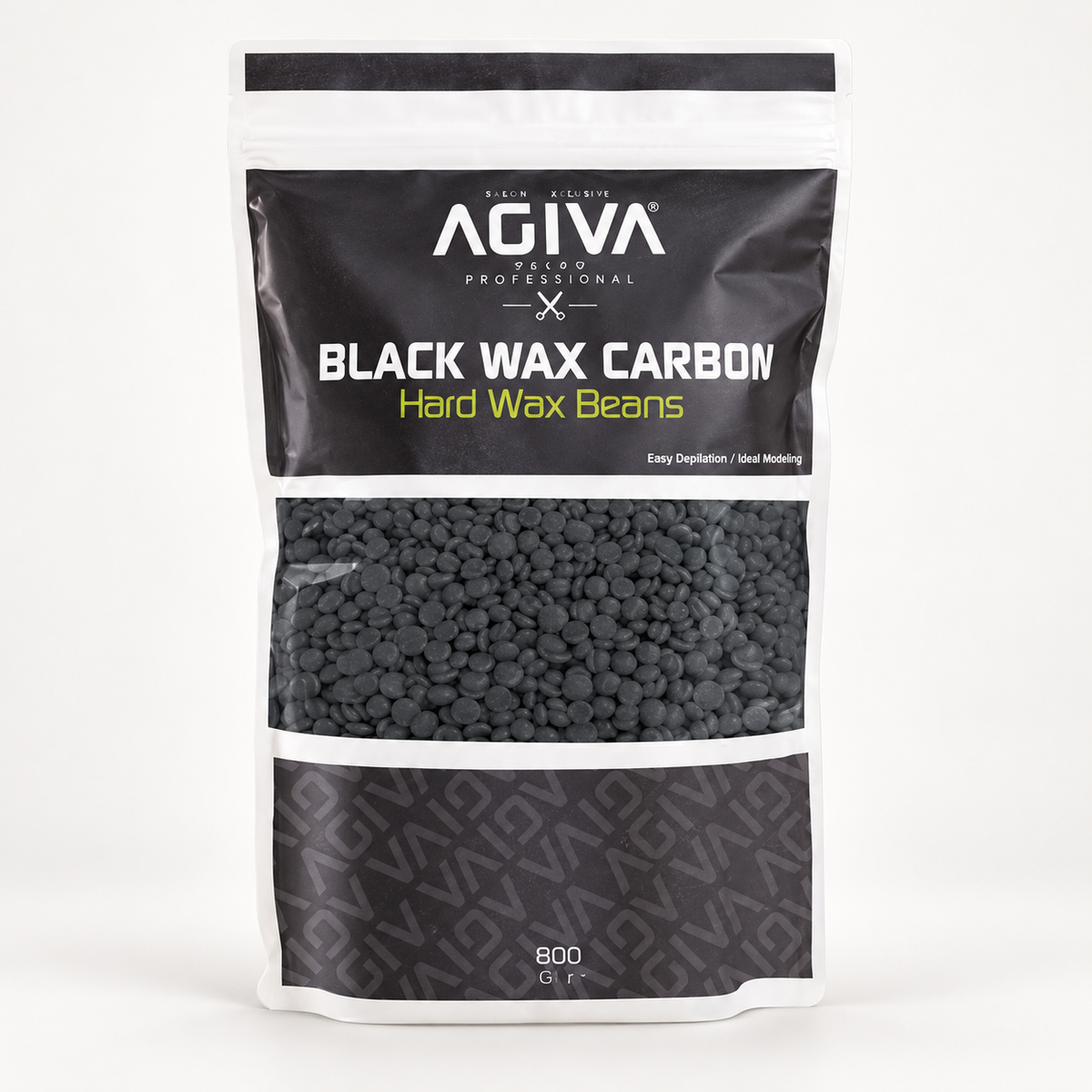 Agiva Hard Wax Pebble Beans Carbon 800 g on a clean studio background