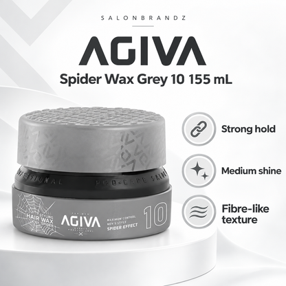 Agiva Spider Wax Grey 10 155 mL benefits: Strong hold, Medium shine, Fibre-like texture