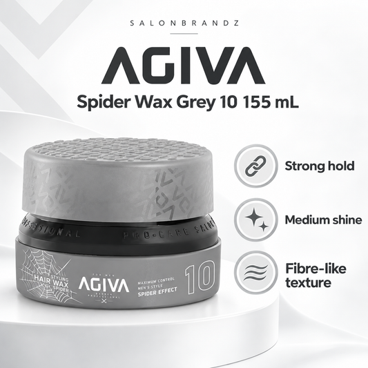 Agiva Spider Wax Grey 10 155 mL benefits: Strong hold, Medium shine, Fibre-like texture