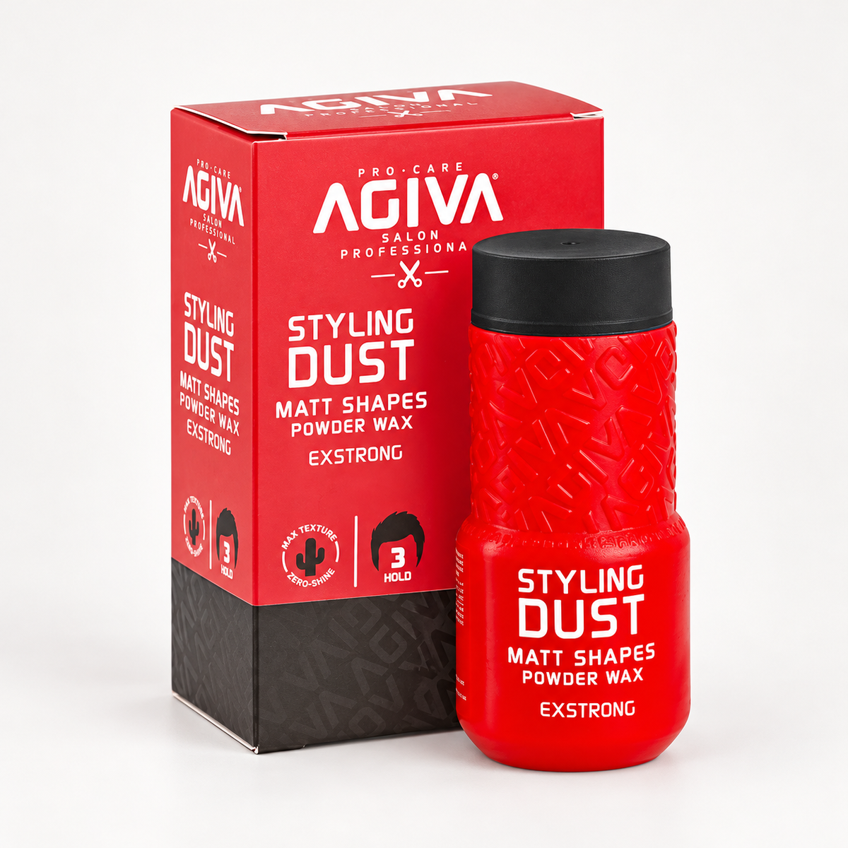 Agiva Styling Hair Powder Wax Extra Strong Red 03 20 g on a clean studio background