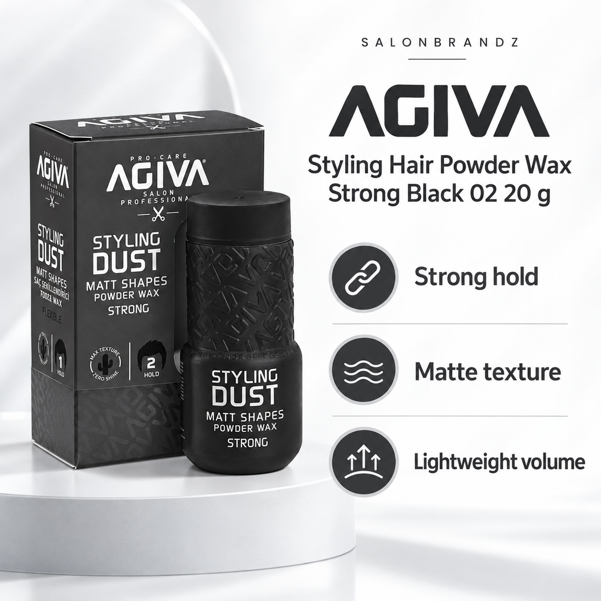 Agiva Styling Hair Powder Wax Strong Black 02 20 g