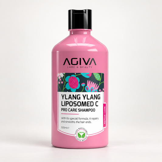 Agiva Ylang Ylang Liposomed C Pro Care Shampoo 500 mL on a clean studio background