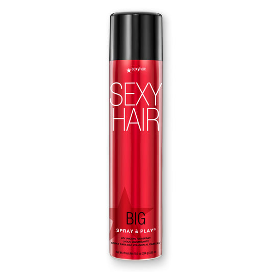 Big SexyHair Spray & Play regular volumizing hairspray 335ml can on clean white background