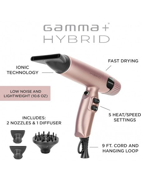 Gamma+ Hair Dryer - Hybrid Dryer Rose Gold