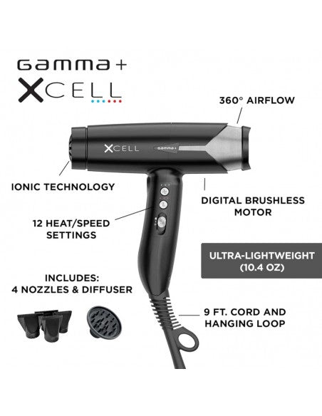 Gamma+ Hair Dryer - Xcell Dryer Black