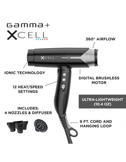 Gamma+ Hair Dryer - Xcell Dryer Black