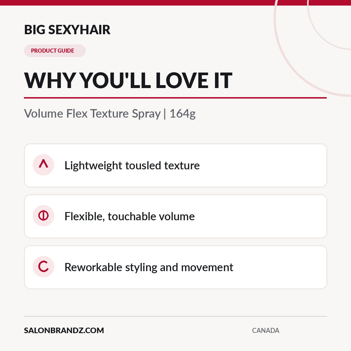 Big SexyHair Volume Flex Texture Spray 164g - Product benefits | Salonbrandz